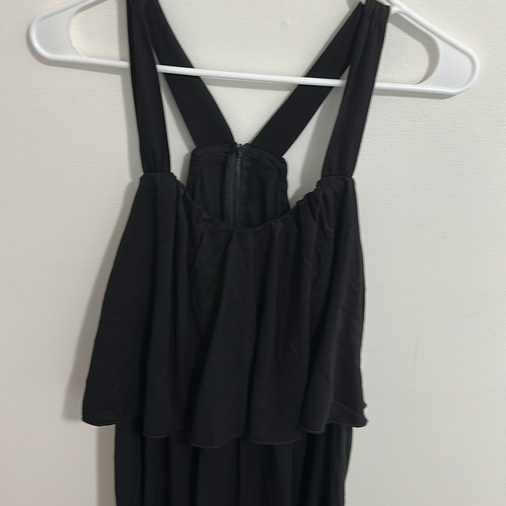 NWT Grace Karin Black Tiered Sleeveless Romper Womens Medium Linen Blend - Picture 4 of 7